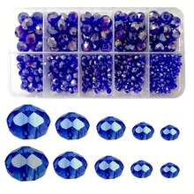 1 Caja de Juego de Cuentas de Cristal AB - Tamaños Surtidos 3/4/6/8/10mm, Cuentas Espaciadoras Facetadas para Hacer Joyas DIY, Pulseras & Colgantes - A - Ver 12