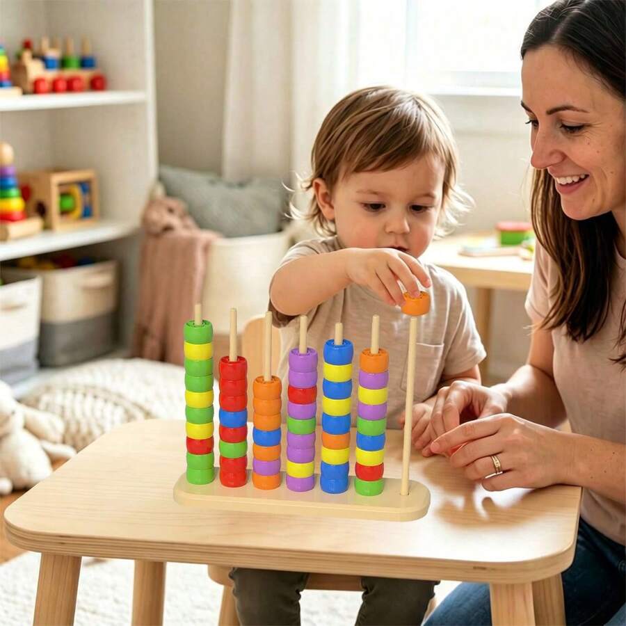 Montessori Early Education Rainbow Beads, Color Sorting Cognitive, Number Enlightenment Educational Toys For Children, Birthday Gift For Boys And Girls - Multicolor - View 1