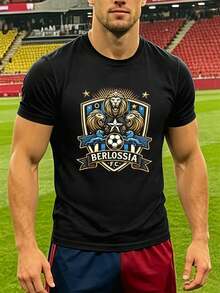 Herren-T-Shirt mit Löwenmotiv, aus hochwertigem Stoff, im Hip-Hop-Streetstyle, bequem, strapazierfähig und mit einzigartigem Grafikdruck. - Schwarz - Übersicht 2