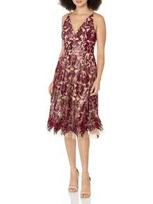 Dress The Population Blair Vestido Midi Entallado y Acampanado Vestido para Mujer - Dorado/desnudo - Ver 10