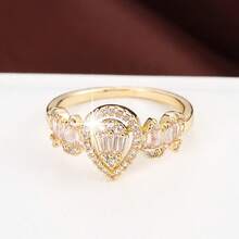 1 buah Cincin Wanita Minimalis Motif Tetesan Air Geometris Patchwork dengan Batu Zirkonia Kubik - MultiWarna - View 7