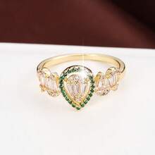 1 buah Cincin Wanita Minimalis Motif Tetesan Air Geometris Patchwork dengan Batu Zirkonia Kubik - MultiWarna - View 8