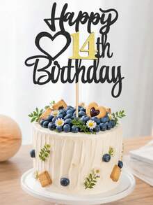 1pc Numeric & English Happy Birthday Cake Topper, Suitable For 18th, 15th, 20th, 21st, 25th, 30th, 50th, 60th, 70th Birthday Party, Wedding, Anniversary Celebration - Multicolor - View 3