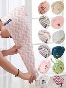 1pc Random Color Thickened Quick-Dry Hair Drying Cap, Super Absorbent - Multicolor - View 2