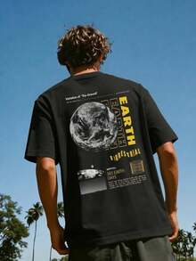 Camiseta Estampada de Manga Corta para Hombre y Mujer, Ropa Ligera de Verano, Cómoda para Hogar, Ejercicio y Salidas al Aire Libre - Negro - Ver 2
