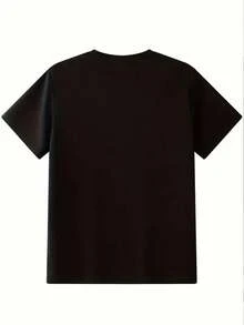 Camisetas de Verano con Estampado de Montaña Pequeña - Suaves, Transpirables, de Cuello Redondo, Comodidad Casual, Tacto Suave, Se envía solo una. - Negro - Ver 2