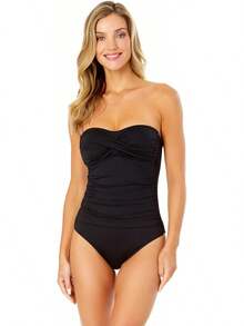 Anne Cole Traje de baño de una Pieza Fruncido Frontal Traje de baño de una Sola Pieza para Mujer - Ditsy de Whirlpool - Ver 6