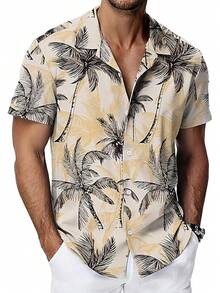 Ropa Playa Hombre Camisa Hawaiana - Manga Corta con Botones Estampado De Playa Tejido Transpirable para Vacaciones Fiestas Viajes Playa - Víspera de Todos los Santos - Ver 10
