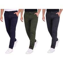 Holstone Pack 3 Pantalones Estilo Chino de Gabardina Premium Hombre - Uso Casual y Oficina Moda Caballero - Pantalón de Algodón. - Negro - Verde Olivo - Caqui - Ver 20
