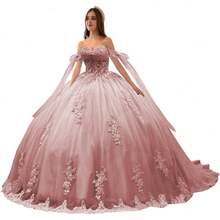 Vestidos de quinceañera de lujo con hombros descubiertos y apliques de encaje hinchado, vestido de baile precioso dulce 16 vestidos - Borgoña Deep - Ver 25