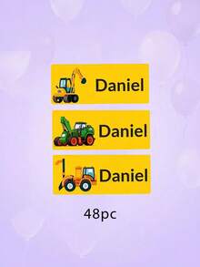 Custom Engineering Excavator Name Stickers Labels,Custom Text Excavator Tractor Pattern,Stickers For Boys Lunchbox Water Bottle Back To School Decor - Multicolor - View 8