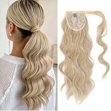 Synthetic Ponytail Extension, 18" Wrap Around Ponytail Hair Extensions Wavy Curly Clip In Pony Tails Hairpieces For Women, Halloween - Multicolor - View 7