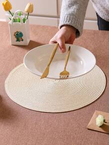 Bộ 1/4/6 miếng lót bàn ăn tròn đan, 15 inch, có thể giặt, chống trượt, chịu nhiệt, dùng trang trí bàn, lót bình hoa, phù hợp cho nhà bếp, phòng ăn, tiệc sinh nhật, đám cưới, tiệc đón bé sơ sinh, mùa tựu trường, tụ họp gia đình và các dịp khác - Nhiều màu - Xem 5