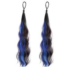 2pcs Dopamine Self-Curling Hair Rollers With Colorful Highlights, Suitable For Long Straight Synthetic Ponytail Hairstyles - 彩色 - 查看 9