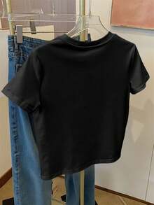 Camiseta de Mujer% Algodón con Diseño de Libélulas en Acuarela, Ropa Casual para el Hogar, Cuello Redondo Estampado, Manga Corta de Algodón - Blanco - Ver 8