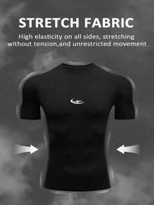 Men's Autumn Outdoor Casual Sports Minimalist Short Sleeve Top And Long Pants Set, Fashionable Daily Wear - Black - View 2