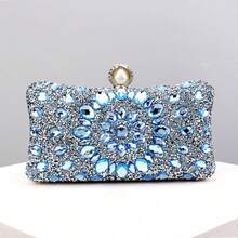 Bolso de mano de noche con strass de acrílico para y boda, bolso de hombro con cadena popular adornado con strass - Oro rosa - Ver 1
