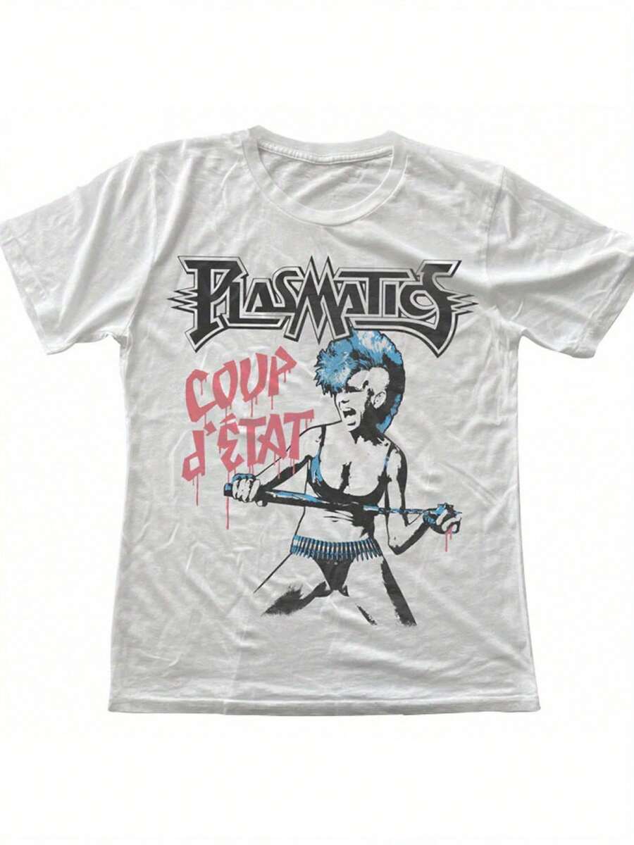 Camiseta blanca de manga corta de la banda Plasmatics Wendy O Williams, todas las tallas 1F625 - Blanco - Ver 1