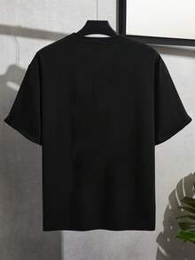 Envío Local - Despacho desde DE/IT/FR/ES/PL - Camiseta Unisex Negra Estampada para Hombre - Ropa Masculina - Estilo Urbano, Cuello Redondo, Manga Corta, Top Casual de Verano, Prenda Esencial, Regalo para Novio o Padre - A - Ver 3
