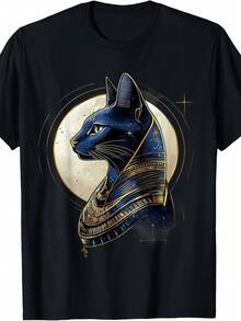 Lässiges Herrenhemd mit Bastet-Katze, der ägyptischen Göttin der altägyptischen Mythologie. Perfekt für Zuhause | Outdoor | Arbeit | Geschenkidee (Geburtstag) | Valentinstag | Muttertag - Zurück - Übersicht 1