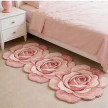 1pc Pink Rose Patchwork Rug, Thickened Carpet, Thick Rug, Plush Carpet, Autumn/Winter Carpet, Thickened Carpet, Decorative Rug, Bedroom Decor - Multicolor - View 5