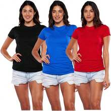 Alfani Playera Manga Corta para Mujer 3Pack, Cuello Redondo, 100% Algodon - Negro - Ver 17