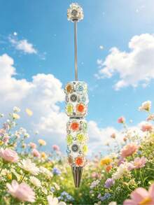 1/3/5/10/20pcs Multi-Color Flower & Mushroom Series Ballpoint Pens With Black Ink, Smooth Writing, Full Rhinestone Cover, Creative DIY Beaded Jewelry Pens, School Office Study Supplies Gift - Multicolor - View 14