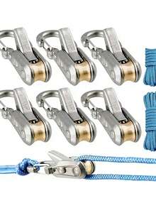 4/2/1pc Rope Tensioner Set With Roller, Includes Heavy-Duty Telescopic Buckle And Matching Rope, Or Convenient Secure Binding Rope Tensioning Tool With Lock, Suitable For Camping, Boating And Outdoor Activities - A - View 2