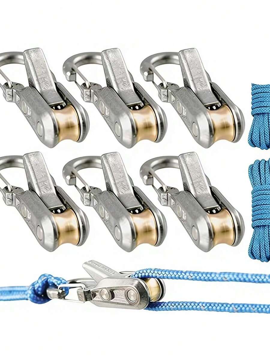 4/2/1pc Rope Tensioner Set With Roller, Includes Heavy-Duty Telescopic Buckle And Matching Rope, Or Convenient Secure Binding Rope Tensioning Tool With Lock, Suitable For Camping, Boating And Outdoor Activities