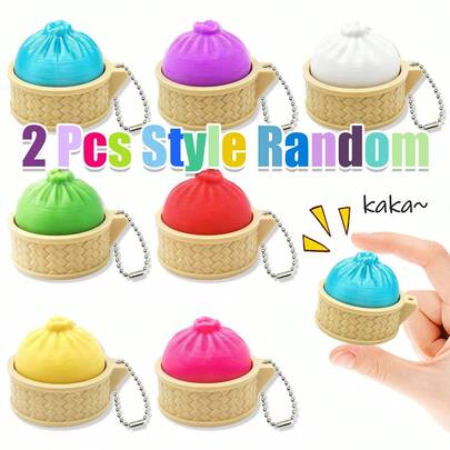 1pc Gift For Her/Him Keychain Set: Colorful Bun-Shaped Soft Cute Keyboard Desktop Ornament, Adorable Mini Dumpling Keyboard Keycap Keychain, Fun Bread Keyboard, Suitable For Halloween, Christmas, Birthday And Other Occasions, Can Be Given To Colleagues, Friends, Party Supplies, Random Color And Style