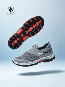 Zapatos deportivos para exteriores para hombres y mujeres, zapatos casuales cómodos y antideslizantes para hombres, zapatos ligeros y transpirables para hombres, zapatos de pareja para hombres y mujeres, zapatos de senderismo originales de marca, zapatos de correr árabes (patrón asimétrico) - Gris D20 - Ver 4