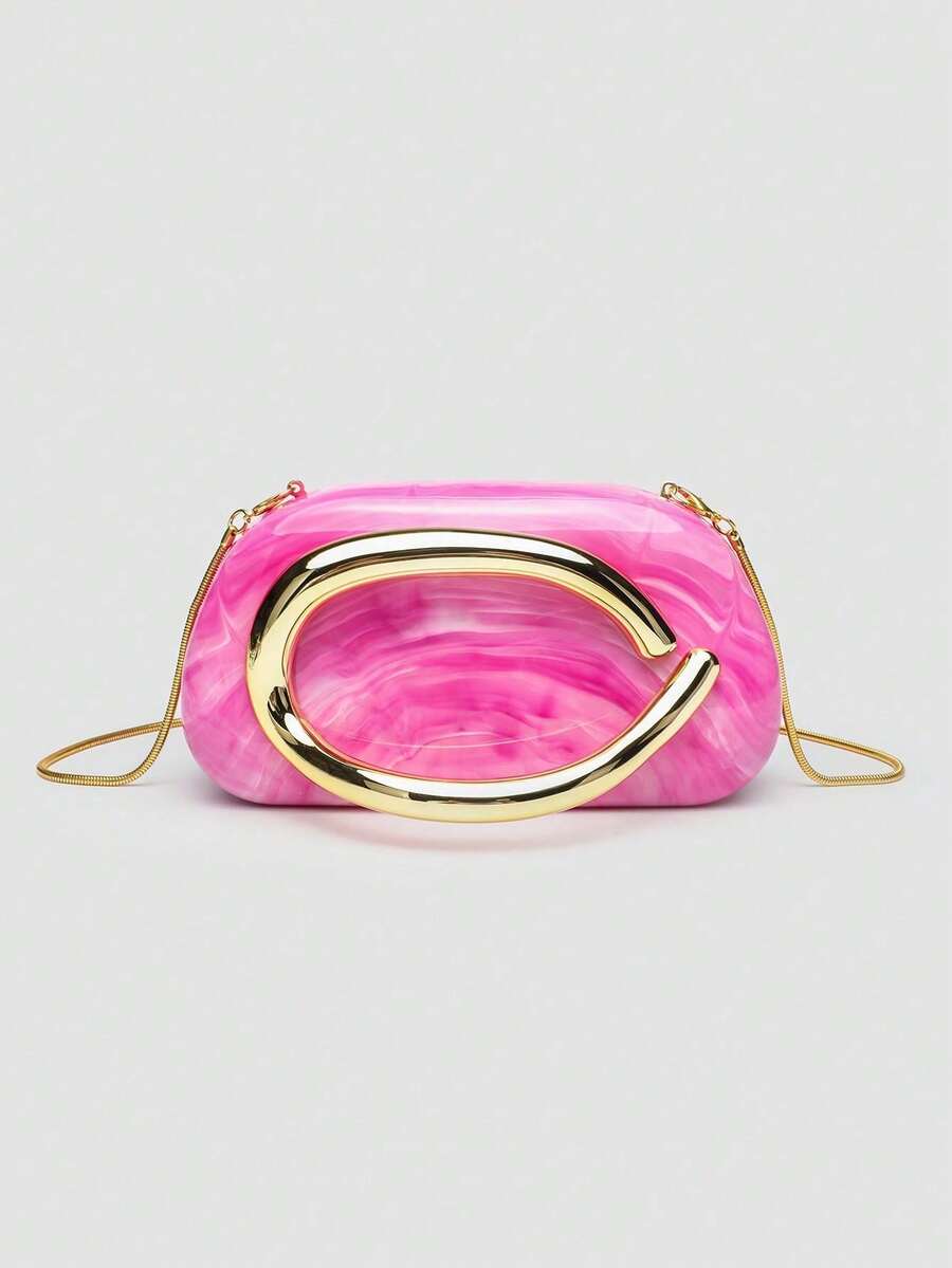 1 Piece Acrylic Clutch Bag, For Valentine's Day, Comfortable And Fashionable, Elegant Handbag, Personalized Gift Option, 2025 Accessory, Fashion Style Suitable For - 明亮 - 查看 1