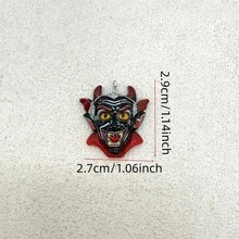 6pcs Resin Halloween Vampire Pendants, Suitable For DIY Jewelry Making, Perfect For Party Accessories, Earrings, Necklaces, Bag Charms - Black Devil Head Pendant - View 3