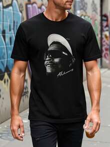 Camiseta Vintage con Estampado Gráfico para Hombre y Mujer de American Anthony Edward, Diseñada para un Ajuste Relajado que se Adapta a Cada Tipo de Cuerpo.Cuenta con un cuello redondo clási - Negro - Ver 1