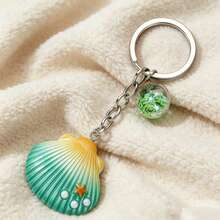 1pc Shell Keychain Creative Design Gradient Color Couple Fashion Pendant Accessory - Multicolor - View 2