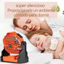 portatil recargable,Ventiladores de mesa,Abanico Camping Recargable con Linterna LED y Gancho,7800 mAh,pivote de 270 ° ,ruido bajo, velocidad continua,para acampar, viajes, hogar, oficina - naranja - Ver 2