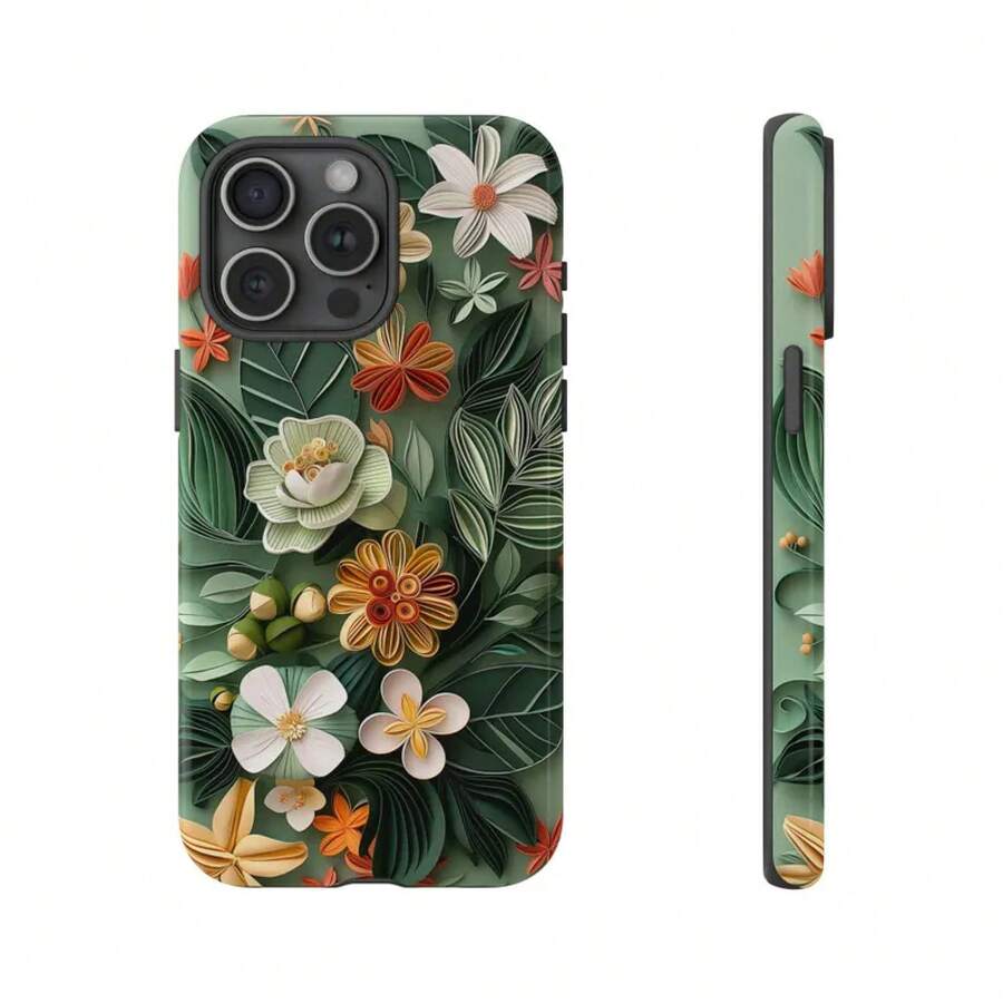 Funda de teléfono personalizada con diseño floral de papel enrollado, arte botánico para  S26 Ultra S25 FE S24 S23  17 Pro Max 16 15 Plus 14 13 Pixel 10  HONOR  OPPO - Multicolor - Ver 1