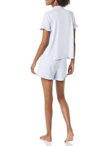 Essentials Mujer Conjunto de Pijama de algodón Modal con Cuello de Muesca (Disponible en Tallas Grandes) - Gris Mezcla - Ver 2