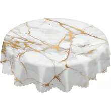 Marble Gold Texture Lace Tablecloth, Stone Surface Artistic Creative Painting Modern Round Tablecloth, 60 Inch (Approx. 152cm) Suitable For Dining Room, Party, Banquet - Multicolor - View 5