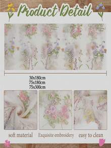 3件組白色透視桌旗，10英尺刺繡野花與蝴蝶圖案半透明薄紗桌旗，春夏餐桌婚禮嬰兒洗禮生日派對裝飾 - A - 查看 5