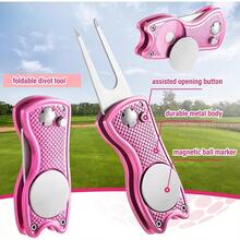 12 Pcs Accessories Kit, Include Ball Bag With Hook Towel Tees Magnetic Ball Marker Divot Cleaner Brush Women Man Gifts - Cherry + Pink - View 5