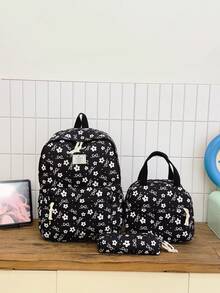 1 Set Back To School Backpack Set - College Style Bow/Floral Pattern Backpack, Includes Backpack, Lunch Bag And Pencil Case, Large Capacity With Laptop Compartment, Adjustable Shoulder Straps And Multiple Pockets, High Capacity School Backpack Set, Multi-Functional Daypack Set, Suitable For Girls/College Students/Graduate Students Daily Use/Vacation/Travel/Back To School - Multicolor - View 13