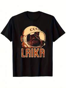 Local - DE/IT/FR//PL Dispatch Unisex Laika Space Teeänner-Shirtänner Kleidung - Vintage Soviet Graphic Short Sleeve, 180gsm Cotton S-XXL, Essentials Short, Boyfr - A - Voir 1