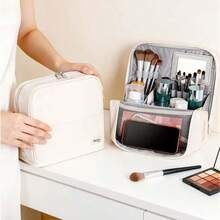 Magnetic Closure Large Opening Vertical Makeup Bag, Large Capacity Cosmetic Storage Bag, Multi-Functional Office Desk Makeup Organizer Storage Bag, Suitable As A Gift, New Year's Choice,Back To School - Multicolor - View 1