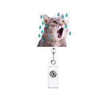 1pc/2pcs/3pcs Acrylic Cat Expression Retractable Rotating Badge Reel Doctor Nurse Keychain ID Holder - Multicolor B - View 16