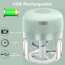 電動大蒜切碎機，便攜式迷你大蒜切碎機與研磨機，USB充電式大蒜壓榨器，緊湊廚房小工具，實用且易於清潔的設計 - 白色 - 查看 4