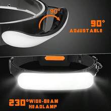 1件裝可充電LED頭燈，超亮防水泛光頭戴式手電筒，適用戶外釣魚、露營、維修工作 - 頭燈 - 查看 7