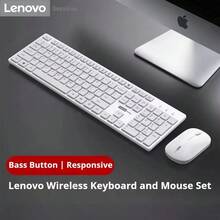 Conjunto de teclado y ratón inalámbrico de modo dual profesional Lenovo con compatibilidad universal con portátil, PC, escritorio, tableta a través de una construcción ligera y duradera con un diseño simple y elegante para mejorar la productividad - Ver 2