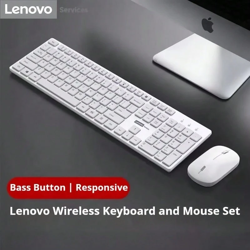 Conjunto de teclado y ratón inalámbrico de modo dual profesional Lenovo con compatibilidad universal con portátil, PC, escritorio, tableta a través de una construcción ligera y duradera con un diseño simple y elegante para mejorar la productividad
