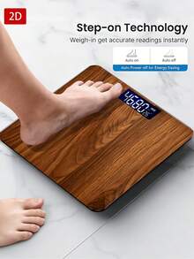 Timbangan Berat Badan Digital, Presisi Tinggi 400 Lbs/180 Kg, Dengan Layar LED Definisi Tinggi, Satuan yang Dapat Diganti (Kg/Lb), Platform Luas, Termasuk Fungsi Mati Otomatis - A - View 4